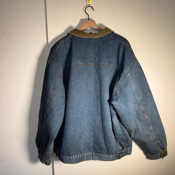 VINTAGE NORTH BAY fleece lined corduroy collar 90s grunge denim jacket XL - Picture 5 of 7